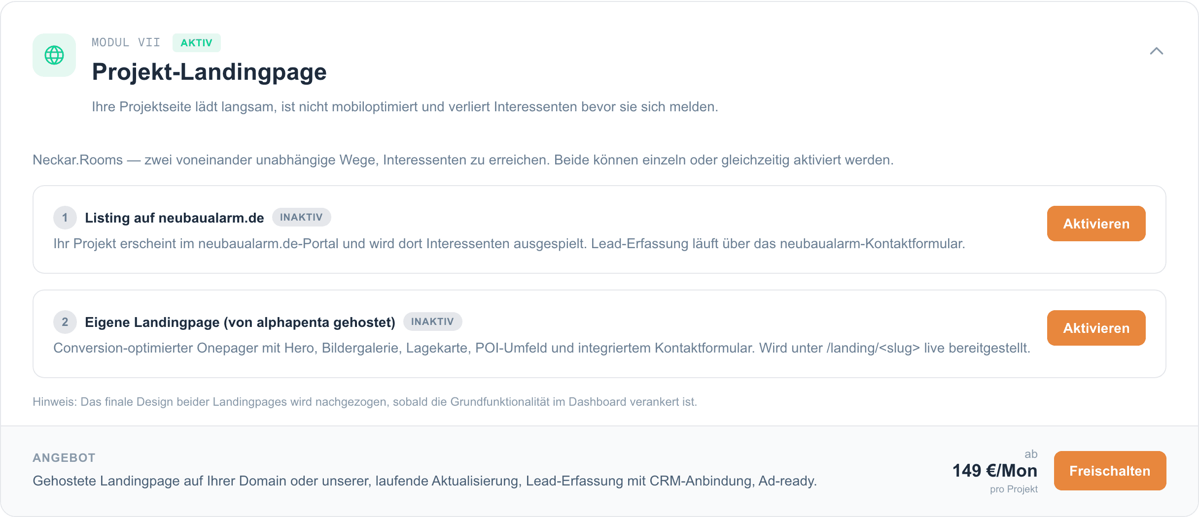 Projekt-Landingpage — Beispiel